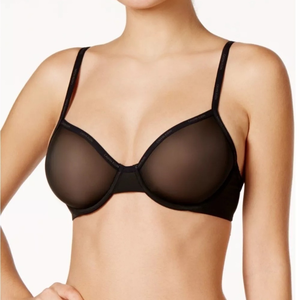 Calvin Klein Sheer Marquisette Unlined Demi Bra black 32B